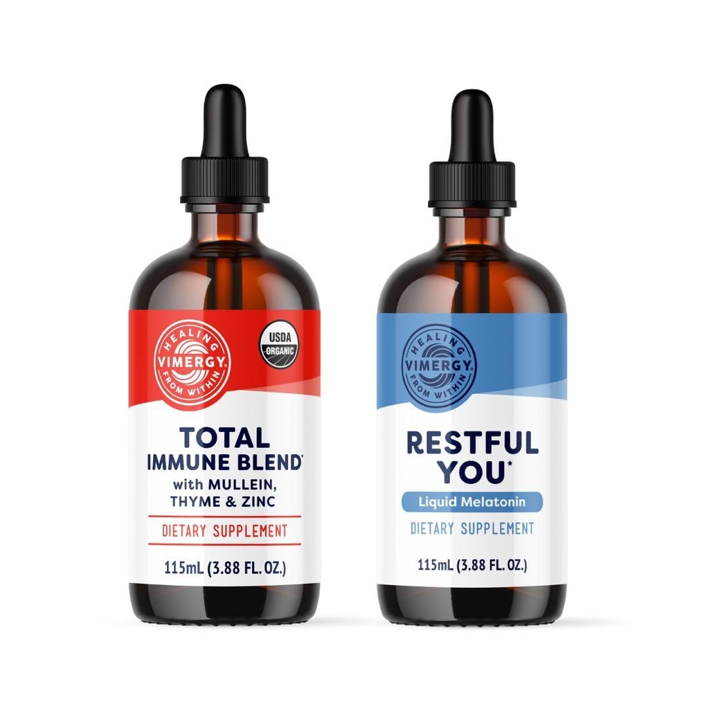 Vimergy Nighttime Fortifier Kit * - 2500 mcg tsink, 5000 mcg melatoniin, 130mg Mullein Extract, 70 mg Thyme Extract. Parandab, taastab ja uuendab immuunsüsteemi rakke une ajal. Vegan, Gluteenivaba, Kosher
