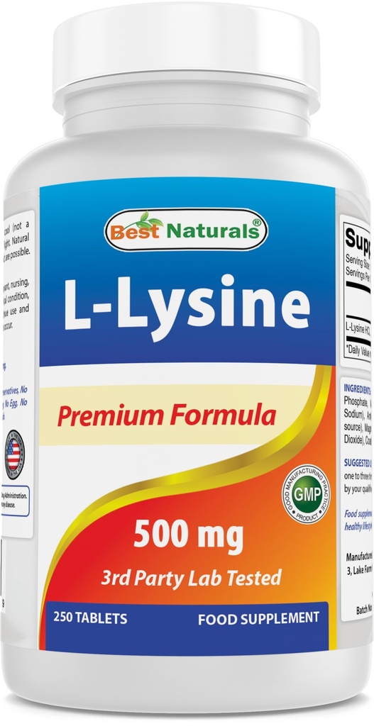 Parimad looduslikud L- lüsiin 500 mg 250 tabletti (250 arvu (2 pakendis))