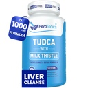 Herbtonics TUDCA 1000mg Maksa detox & sapipõie tugi - Piimaohakas ja pterostilbeen tõhustatud sapisool maksa puhastamiseks, tervisliku sapivoolu ja seedetrakti tervise jaoks (60 vegankapslit)