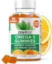 Zenwise Health Omega 3 Gummy Supplement - Burpless Omega 3 täiendus koos DHA ja EPA rasvhapetega immuunsüsteemi tervise jaoks - jätkusuutlikult hangitud kalaõli, linaseemneõli ja E-vitamiin - 30 Gummies
