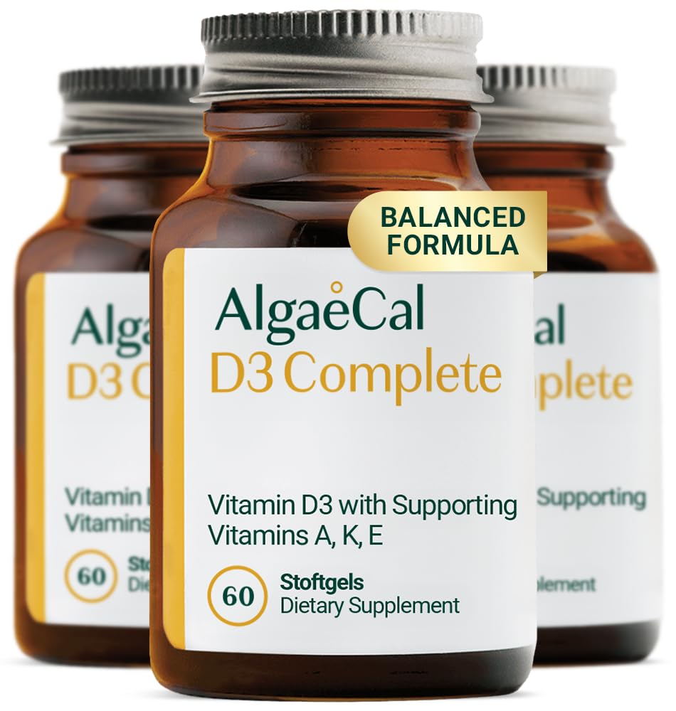 ALGAECAL 4-in-1 Vitamiin D3 K2 Täielik - ADK vitamiinilisa, täiustatud immuunsuse tugi ja luude tervis D3 K2, A, & E - kogu keha heaolu ja luu tugevus, 60 Easy-Swallow Softgels
