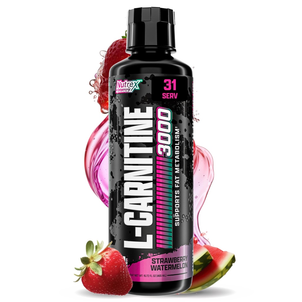 Nutrex Research Liquid Carnitine 3000 | (Maasikas Arbuus) | Premium L Karnitiin Vedel, Stimulant Free 31 Servings