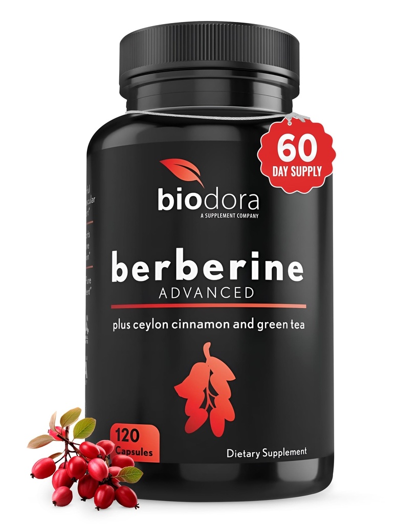Berberine Advanced Plus koos 1200mg Berberine - 100mg Ceyloni kaneel ja 100mg Rohelise Tee ekstrakt - 1400mg annuse kohta - 120 kapslit - 60 päeva pakkumine - toetab immuunsüsteemi ja südame-veresoonkonna
