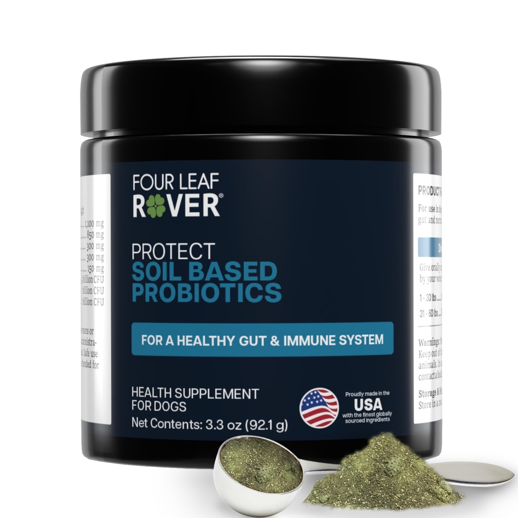 Four Leaf Rover Protect - Probiootikumid koertele - Veterinaar formuleeritud - looduslike prebiootikumide ja antioksüdantidega - Detoksifitseerimine ja soolestiku tervis - 30 päeva suur koera pakkumine