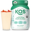 KOS Veganvalgu pulber, maitsestamata ja magustamata - Madala süsivesikusisaldusega hernevalgu segu, orgaaniline supertoit, mis on rikas vitamiinide ja mineraalide poolest - Keto, soja, piimavaba - toidu asendamine naistele ja meestele - 28 serveerimist