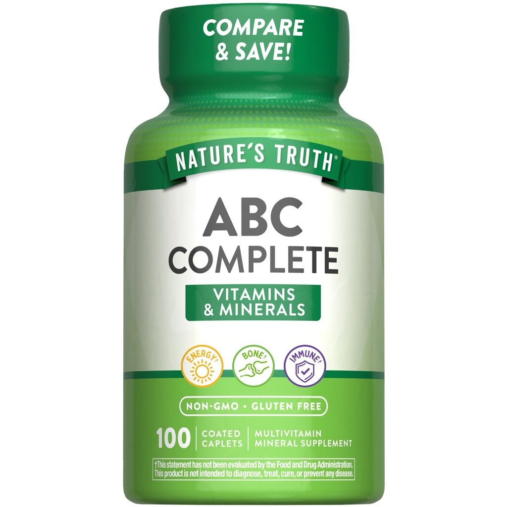 Nature's Truth Adult ABC Täielik multivitamiin meestele ja naistele | 100 kapslit | Mitte-GMO & Gluteenivaba