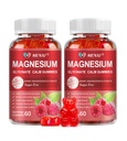 Magneesium Gummies 600mg kohta Serving-Magnesium Glycinate 400mg ja Magneesium Malate 200mg, Suhkruvaba Magneesium kaaliumilisand Calm Mood, Lihased, Luud & Energia Toetus, 120 Vaarika Gummies