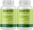 BESTVITE Pycnogenol 100mg (120 kapslit) (60x2) - Prantsuse meremännikoore ekstrakt - Stearate puudumine - Gluteenivaba - Non GMO