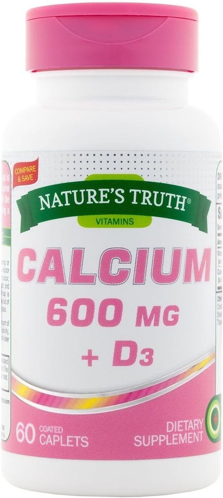 Nature's Truth Calcium 600 mg + D3- 60 kaetud kapslid, pakendis 2