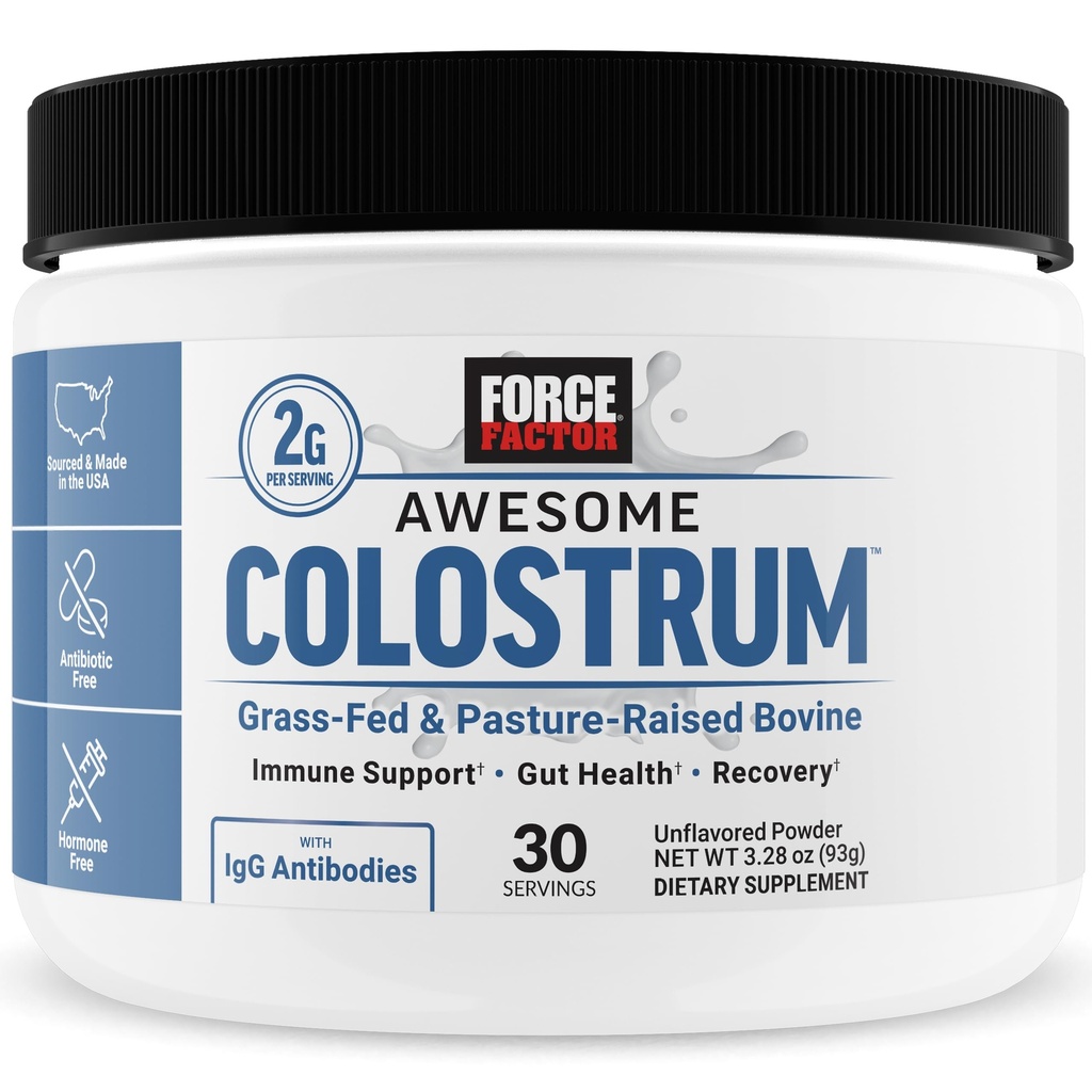 FORCE FACTOR Awesome ternespiim, et toetada soolestiku tervist, immuunsusfunktsiooni, taastumist ja rohkem, veiste ternespiimalisandit, karjamaa-tõstetud, rohusööta, hormoonivaba, looduslikult maitsetu, 30 serveerimist