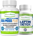 Power by Naturals: Organic Sea Moss ja Leptin Detox Bundle - 60 Vegan Kapslid iga - Taim-põhine, Gluteenivaba toidulisand immuunsuse suurendamiseks ja looduslikuks puhastamiseks