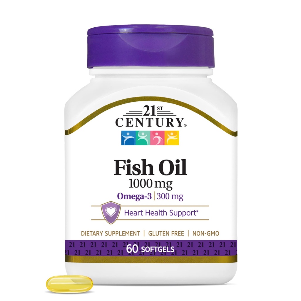 21st Century Fish Oil 1000 mg Softgels, 60 Count (pakk 3)