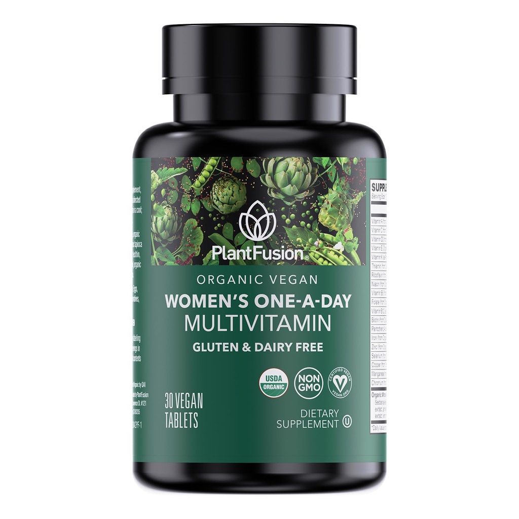 PlantFusion Orgaaniline multivitamiin naistele - üks igapäevane kogu toit segage naiste multivitamiine - Vegan, mitte-GMO, Gluteenivaba ja piimavaba - 30 tabletti (1 kuu pakkumine)