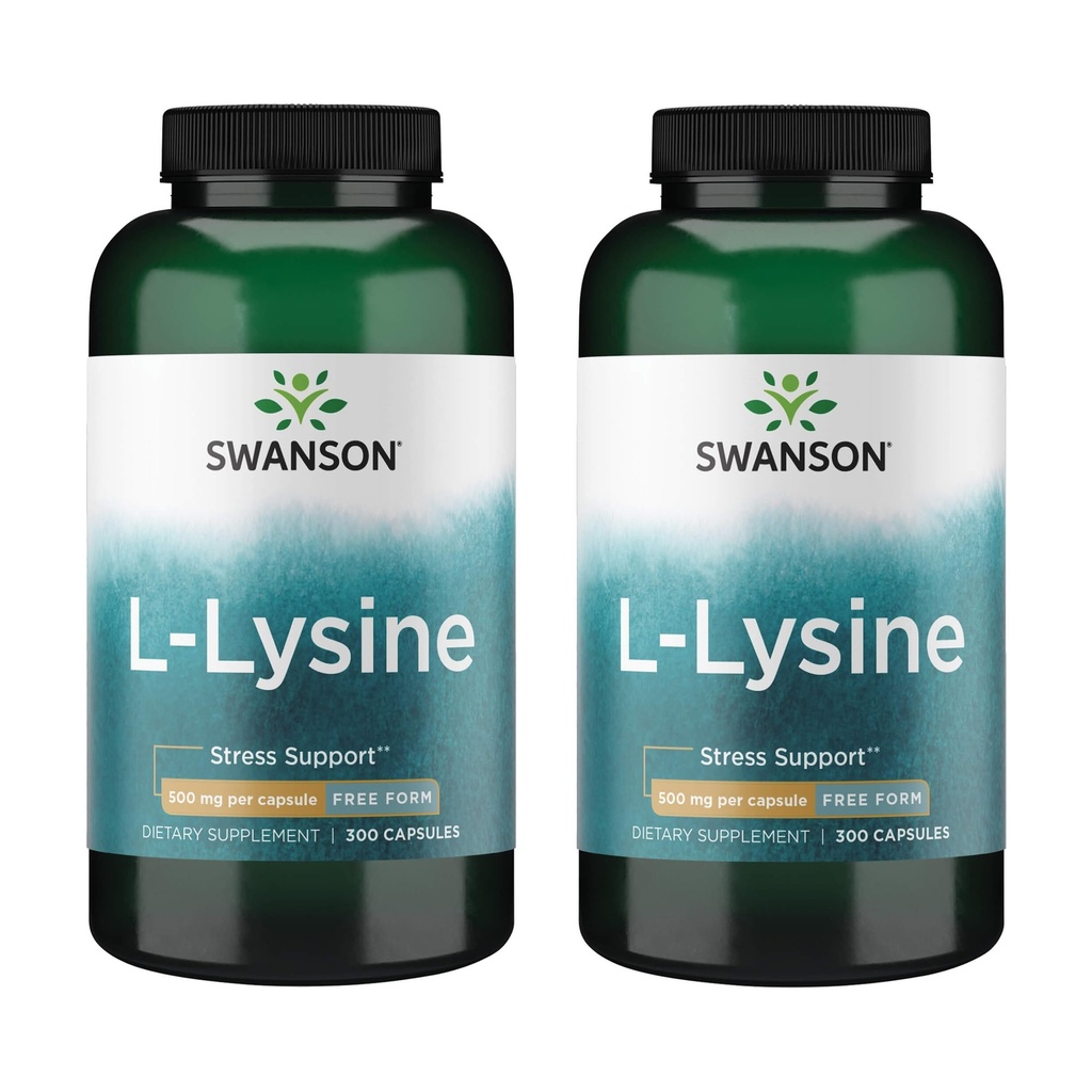 Swansoni vaba vorm L-lüsiin - looduslik lisand, mis edendab stressitoetust ja närvisüsteemi tervist - võib edendada rahulikku meeleolu ja lõõgastust - (300 kapslit, 500 mg iga) 2 pakendit