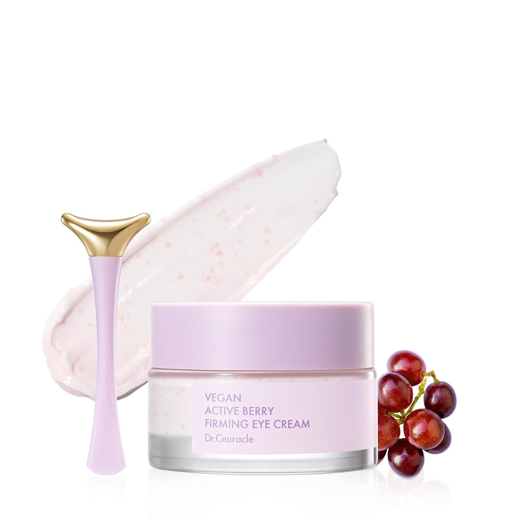 Dr.Ceuracle Vegan Active Berry Firming Eye Cream aplikaatoriga - Hüdreerimine Resveratrooli silmahooldus tumedate ringide ja paistetuse jaoks, Korea nahahooldus sukkpükste jaoks (32g / 1.12 oz.)