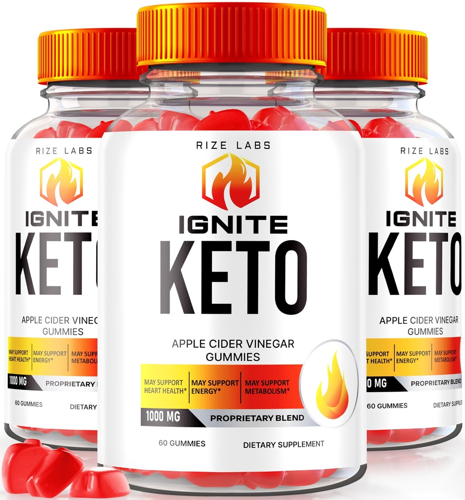 Rize labs (Pack of 3 Ignite Keto ACV Gummies, Advanced Kaalulangus, Keto Ignite Supplement (180 Gummies)
