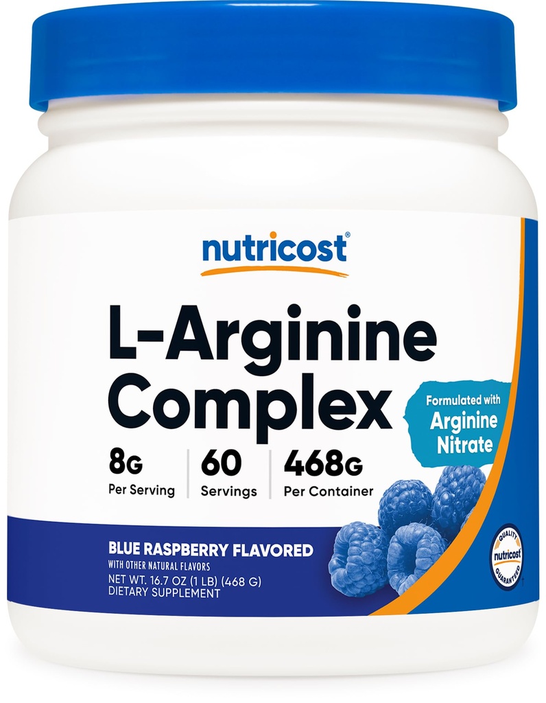 Nutrikost L-arginiini kompleks (sinine vaarika, 60 serveerimist) - gluteenivaba, mitte-GMO