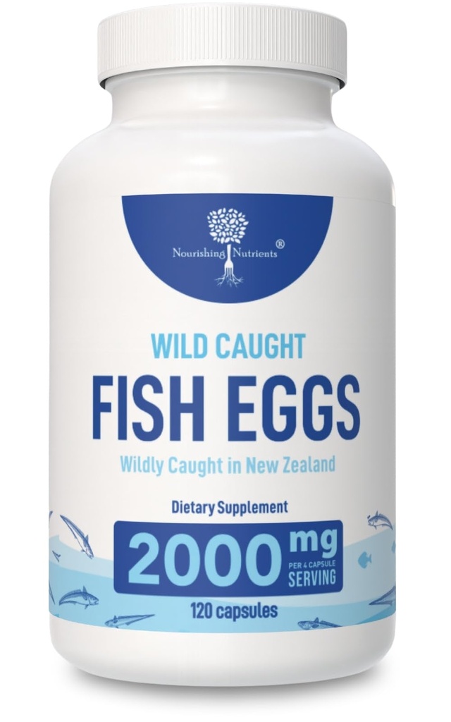 Wild Caught Fish Eggs 2000mg - Omega 3 lisand silmale, aju tervisele, toetab immuunsust, luud ja hambad, meeleolu tugi Omega 3-6-9 kala munakapslid