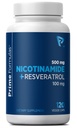 Nikotiinamiid 500 mg koos Resveratrooliga 100 mg 120 Veggie kapslid - mitte-GMO-vitamiin B3, toetab ainevahetust, NAD+, naharakkude ja mitokondriaalse energia tootmist. Valmistatud USAs meestele ja naistele