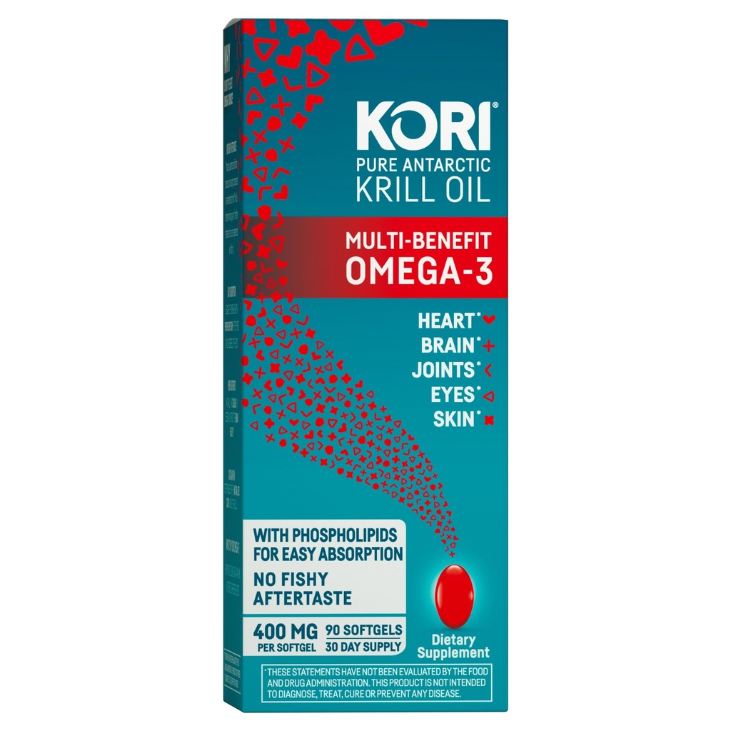 Kori krillõli Omega 3 täiendus, Antarktika krillõli koos ülima imendumisega vs kalaõli Alternatiivne, 400 mg Softgels, 90 Softgels, EPA & DHA