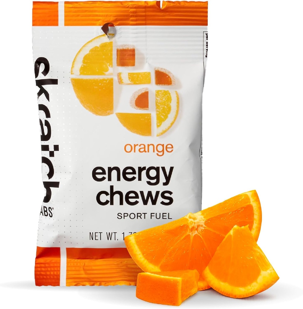 Skratch Labs Energy Chews | Gummies jooksmise, jalgrattasõidu ja spordi tulemuslikkuse | Gel Alternatiivne | Orange (10 Pack) | Gluteenivaba, vegan