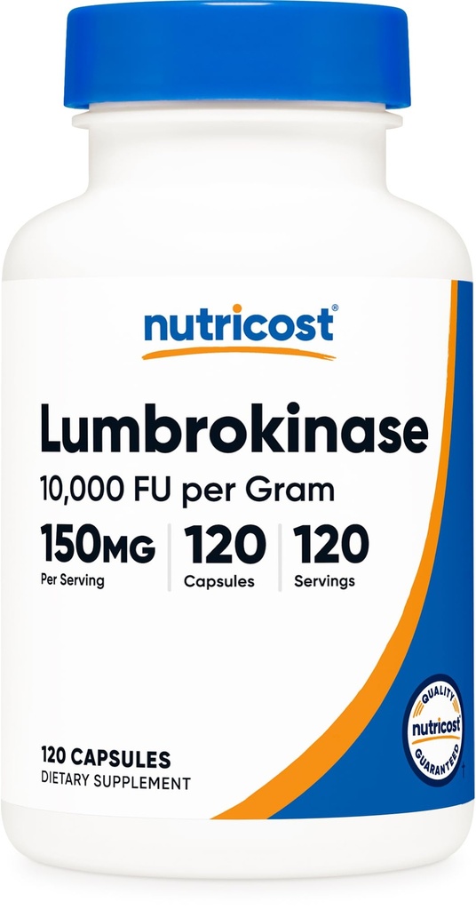 Nutricost Lumbrokinase kapslid 150 mg (120 kapslit) - gluteenivaba, vegan, GMO-vaba