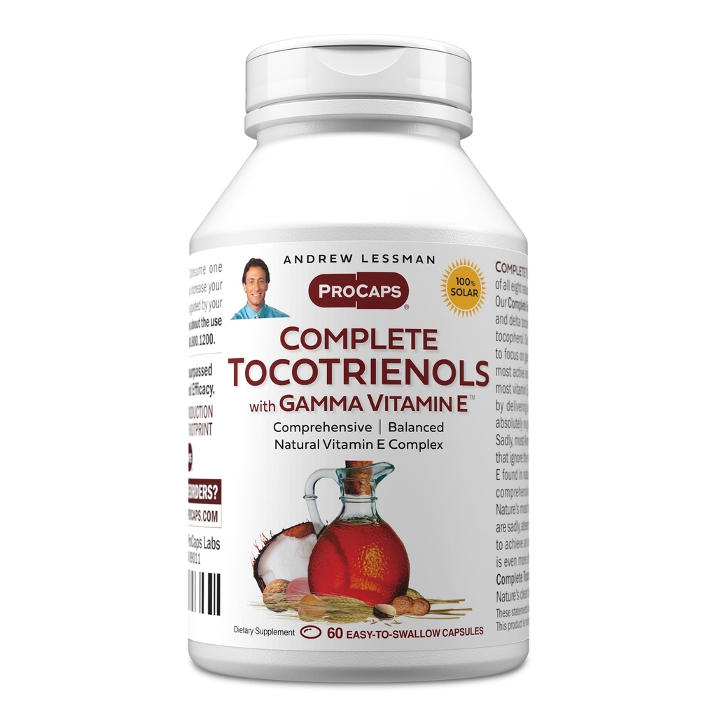 ANDREW LESSMAN täielik tokotrienoolid Gamma Vitamiin E 60 Softgels - kaheksa vormi E-vitamiini (Alfa, Beeta, Gamma, Delta Tokoferoolid ja Tokotrienoolid). Võimas antioksüdant. Ei mingeid lisaaineid