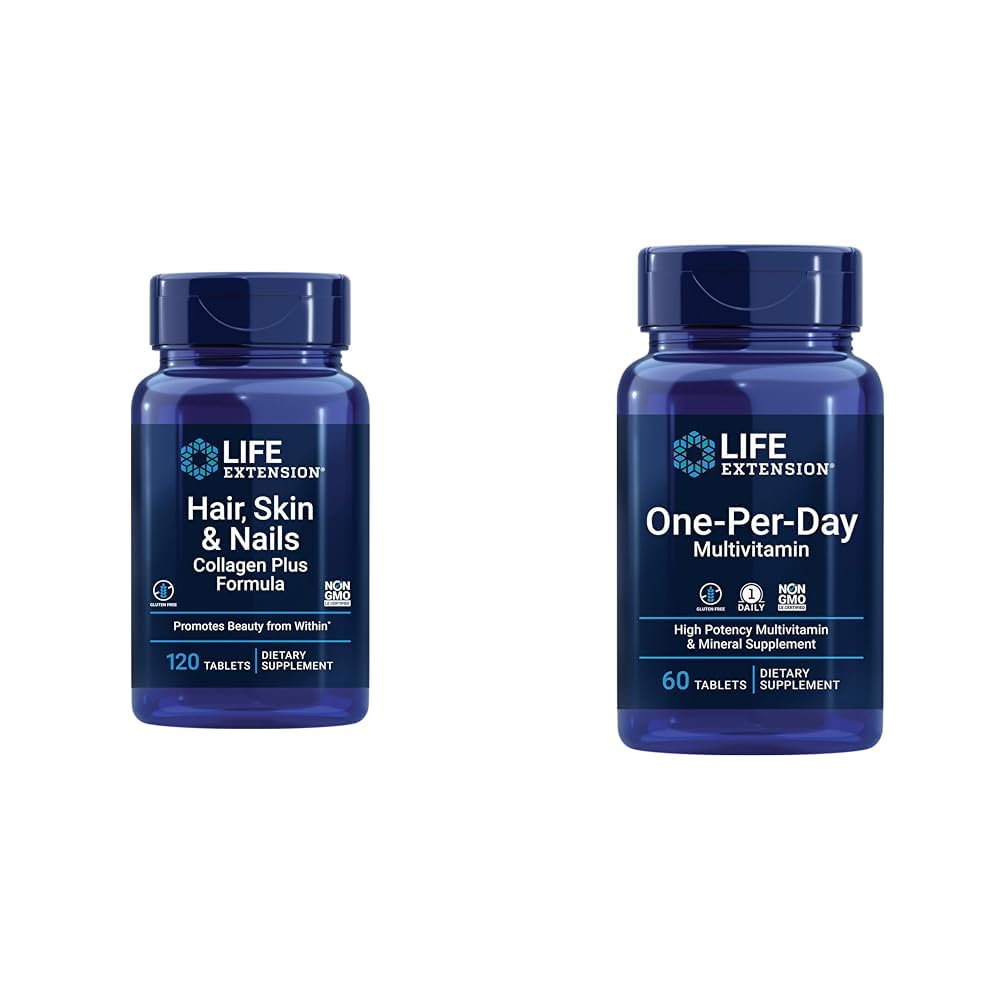 Elu pikendamine Juuksed, nahk ja küüned Kollageen Plus valem multivitamiini - 120 Count & 60 tabletti