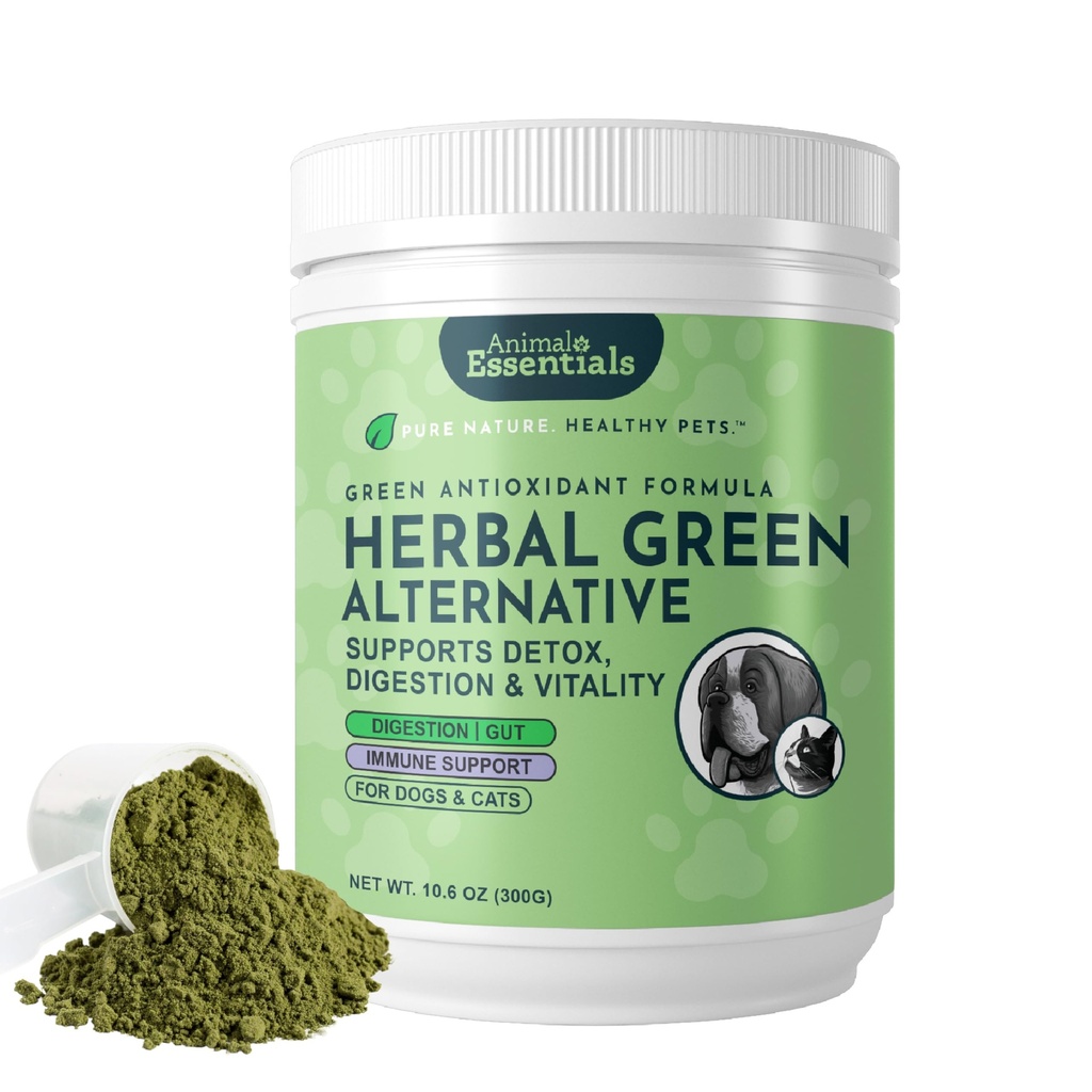 Animal Essentials Taimne roheline alternatiiv koertele ja kassidele - Super Greens Pulber Taimne täiendus Spirulina, Antioksüdandid, klorofüll - 12 Oz