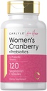 Carlyle Naiste Cranberry Plus probiootikumid | 120 kapslit | 14 probiootilise tüvega | Taimetoitlane, mitte-GMO, gluteenivaba täiendus | tema jaoks