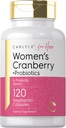 Carlyle Naiste Cranberry Plus probiootikumid | 120 kapslit | 14 probiootilise tüvega | Taimetoitlane, mitte-GMO, gluteenivaba täiendus | tema jaoks
