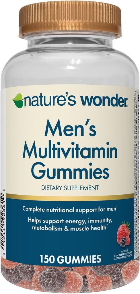 Looduse imelised meeste multivitamiinid kummikud, toetavad immuunsüsteemi tervist, energiat, ainevahetust ja lihaseid vitamiinidega A, C, D, B6, B12, 150 meeste igapäevast multivitamiini kummikuid, 75 päeva pakkumine