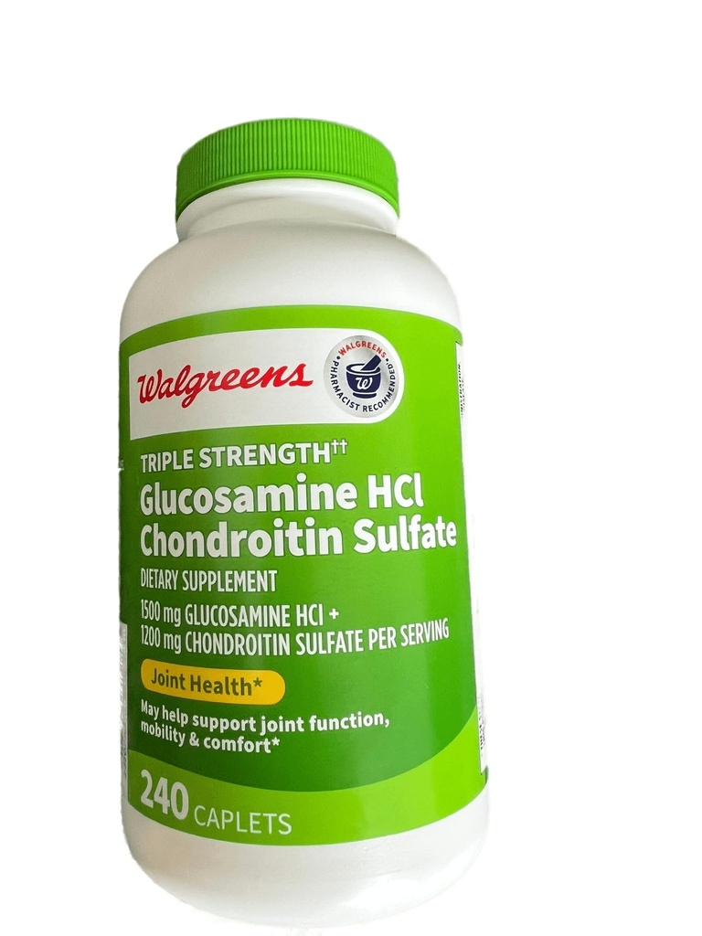 Walgreens Glükoosamiin Kondroitiin Kolmiktugevus 1500 mg Glükosamiin HCL 1200 mg Kondroitiin - 240 kapslit