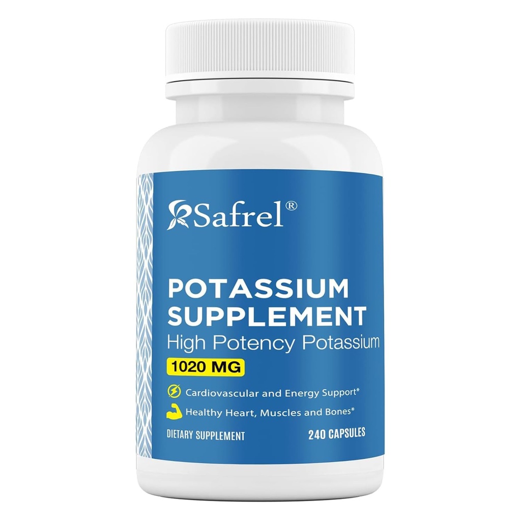 Safrel Kaalium Supplement, 1020 mg, 120 Servings, 240 Taimetoitlane Kapsel, Mitte-GMO, Gluteenivaba, Valmistatud USAs