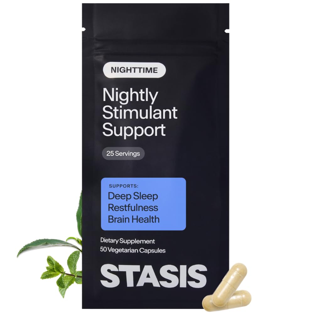 Stasis Nighttime - Rahulik ja puhkekapslid paari stimuleeriva - Koljukate, Magnolia koor, Magneesium magada ja astaksantiini täiendused lõõgastumiseks ja meeleolu toetamiseks - 25 Servings