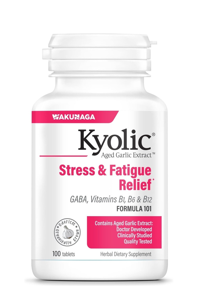 Kyolic Aged Küüslaugu ekstrakt vormel 101, Stress ja väsimus Relief, 100 tabletti.