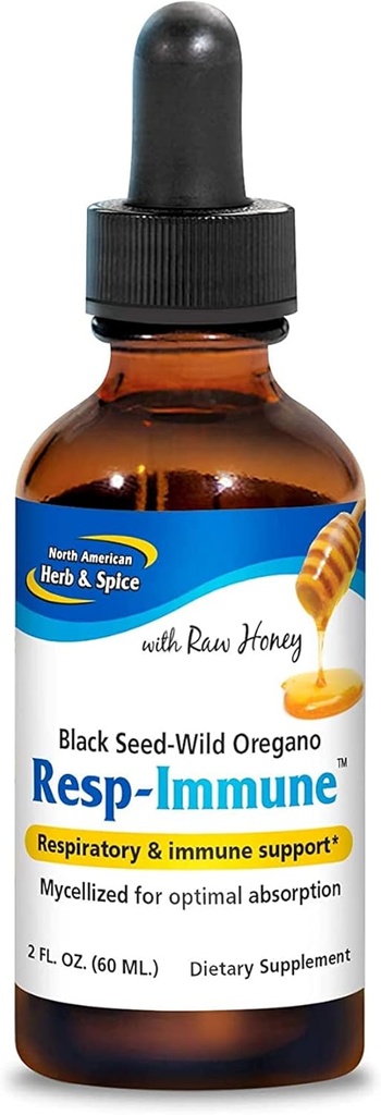 PÕHJA-AMEERIKA HERB & SPICE Resp-Immune - 2 oz - Hingamisteede ja immuunsuse tugi - must seeme, Oregano P73 Õli ja toormesi - Mütseliseeritud optimaalseks imendumiseks - Non-GMO - 39 Servings