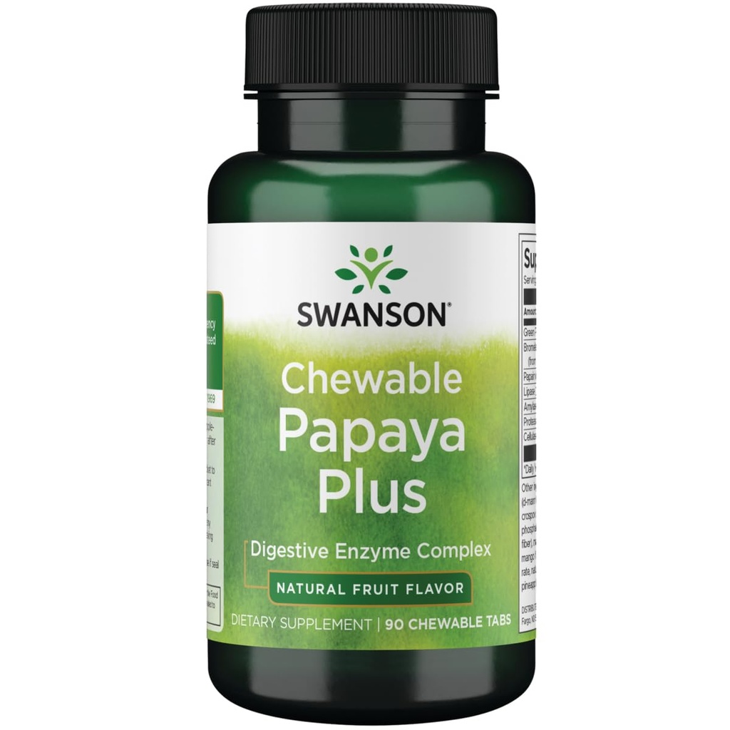 Swanson näritav Papaya Plus 90 Chwbl Enzyme