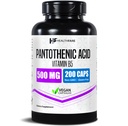 Tervishoid Pantoteenhape 500mg Vitamiin B5 täiendus | 200 Vegankapslid | Extra Tugevus Energia & Metabolism Toetus | Mitte-GMO, Gluteenivaba | Valmistatud USAs