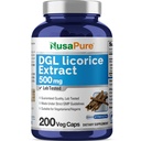 NusaPure DGL Licorice Extract 500 mg 200 Veggie kapslid (Vegan, Non-GMO)