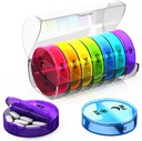 Nädala Pill Korraldaja 2 korda päevas - suur maht - Reisi Pill Box 7 päeva Airtight Lid Lock - Portable Pill Case Purse - Ideaalne vitamiine, toidulisandeid ja kalaõli pillid (Vikerkaar)