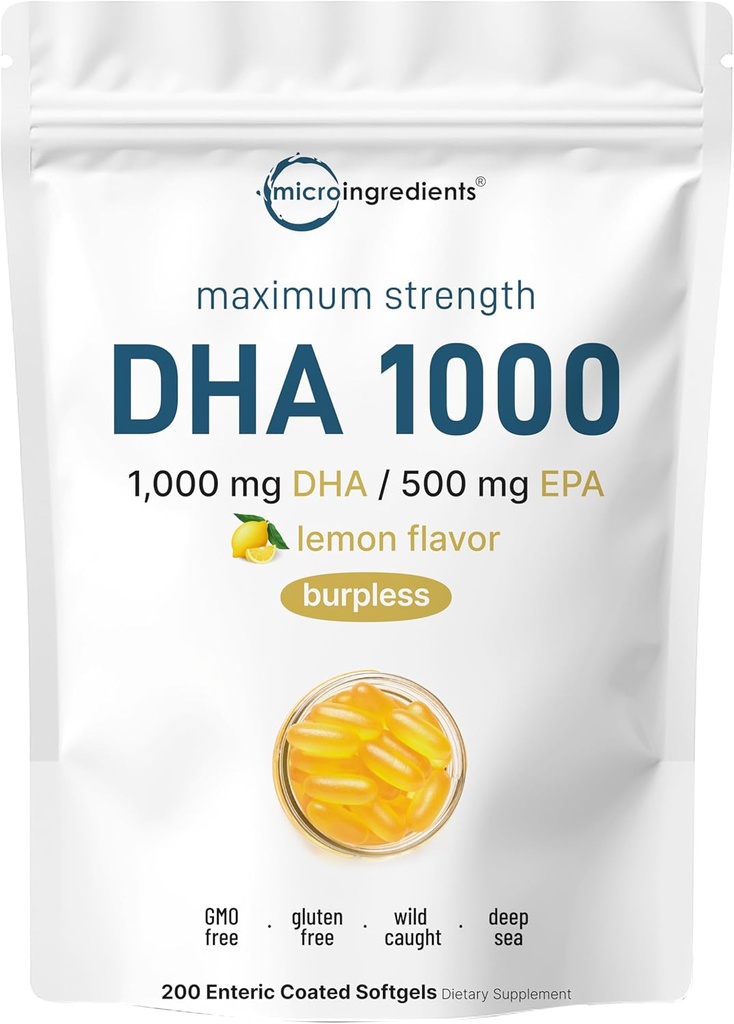 Omega 3 kalaõli DHA lisandid 1000mg koos EPA 500mg, 200 Softgels – Sidrunmaitseline, Burpless (Enteric Coated) | Süvamere värske kala, püütud Norra vetest | Mercury Free