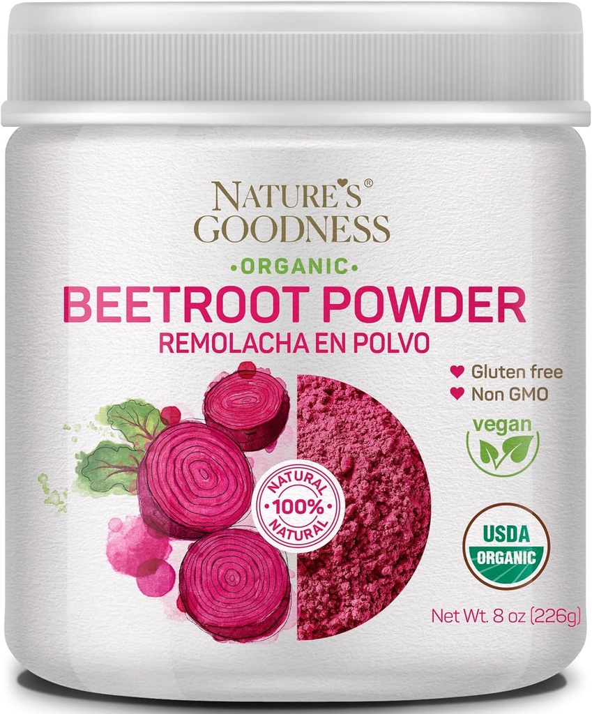 Nature's Goodness Beet Root Powder - 56 Servings (8oz) - lämmastikoksiidi võimendaja energia, vastupidavuse, südame tervise ja sportliku jõudluse jaoks