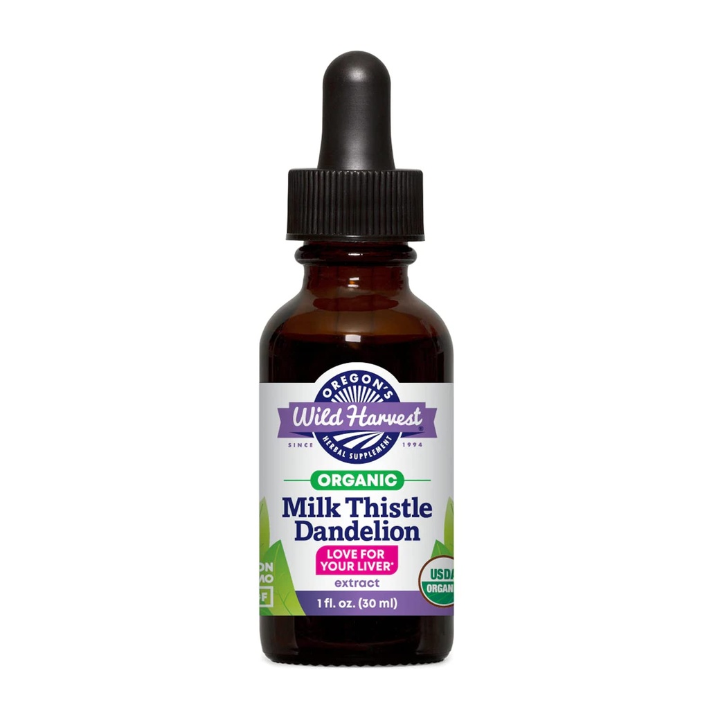 Oregoni Wild Harvest Milk Thistle Dandelion Organic Extract, 1 Fluid Ounce
