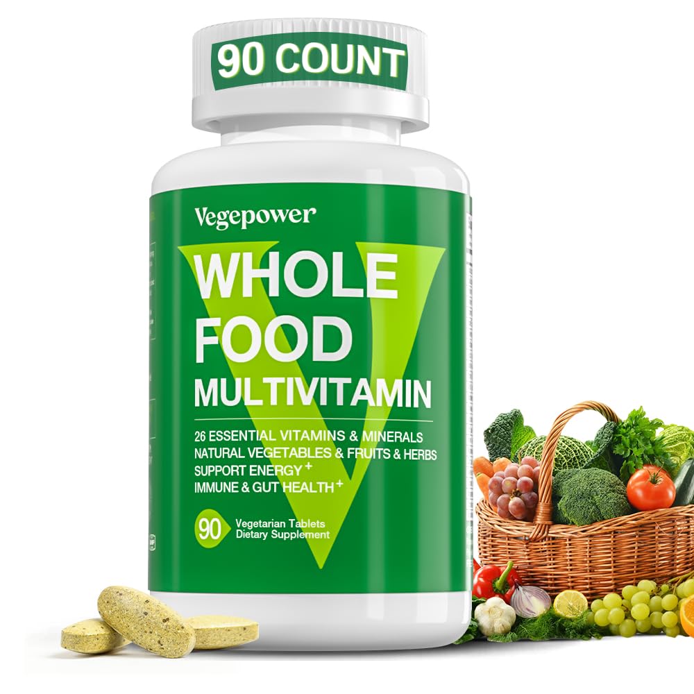 Vegan Terve toit Multivitamiin Raud, igapäevane multivitamiin meestele ja naistele, Metüülitud multivitamiinid, B-kompleks, Puu- ja Köögiviljad, Ensüümid, Omegas, Seened, Non-GMO, 90 Count