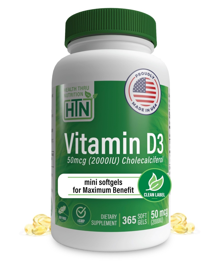 Tervis Thru Toitumine Vitamiin D3 2000iu 365 Mini Softgels maksimaalse kasu | Aastapakkumine | 50mcg Kolekaltsiferool | 3. osapoole testitud | Mitte-GMO USP Hinne EVOO | Immuuntervise tugi