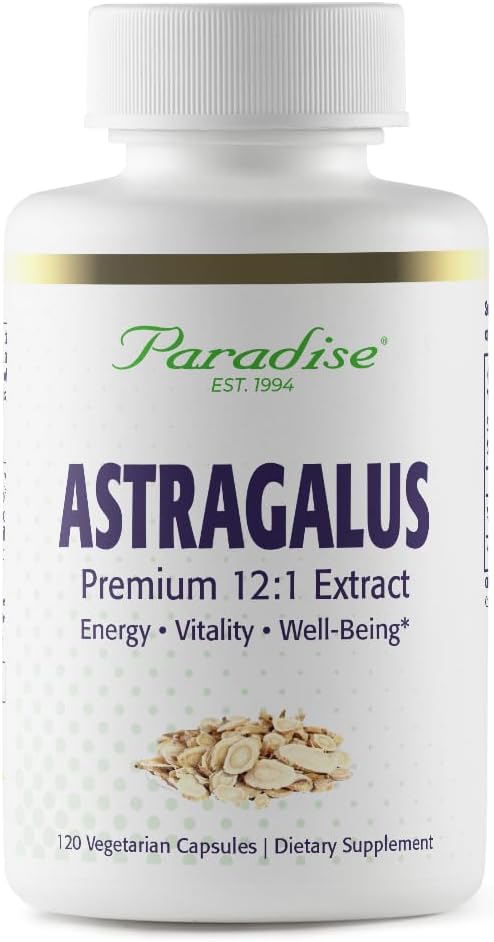 Paradiisi maitsetaimed Astragalus ekstrakt, taimetoitlased kapslid energia, seedetrakti ja immuunsuse jaoks, mitte-GMO, gluteenivaba, 120 kapslit