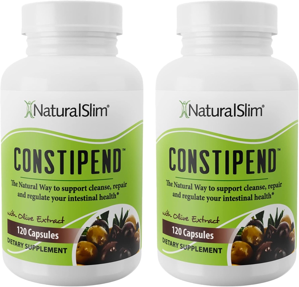 Naturalslim Magnesium Oxide - Constipend for Constipation Relief, Colon Cleanser & Stool Softeners for Women & Men with Magnesium Citrate, Aspartate, & Olive Extract - 120 Vegetable Capsules 2 Pack