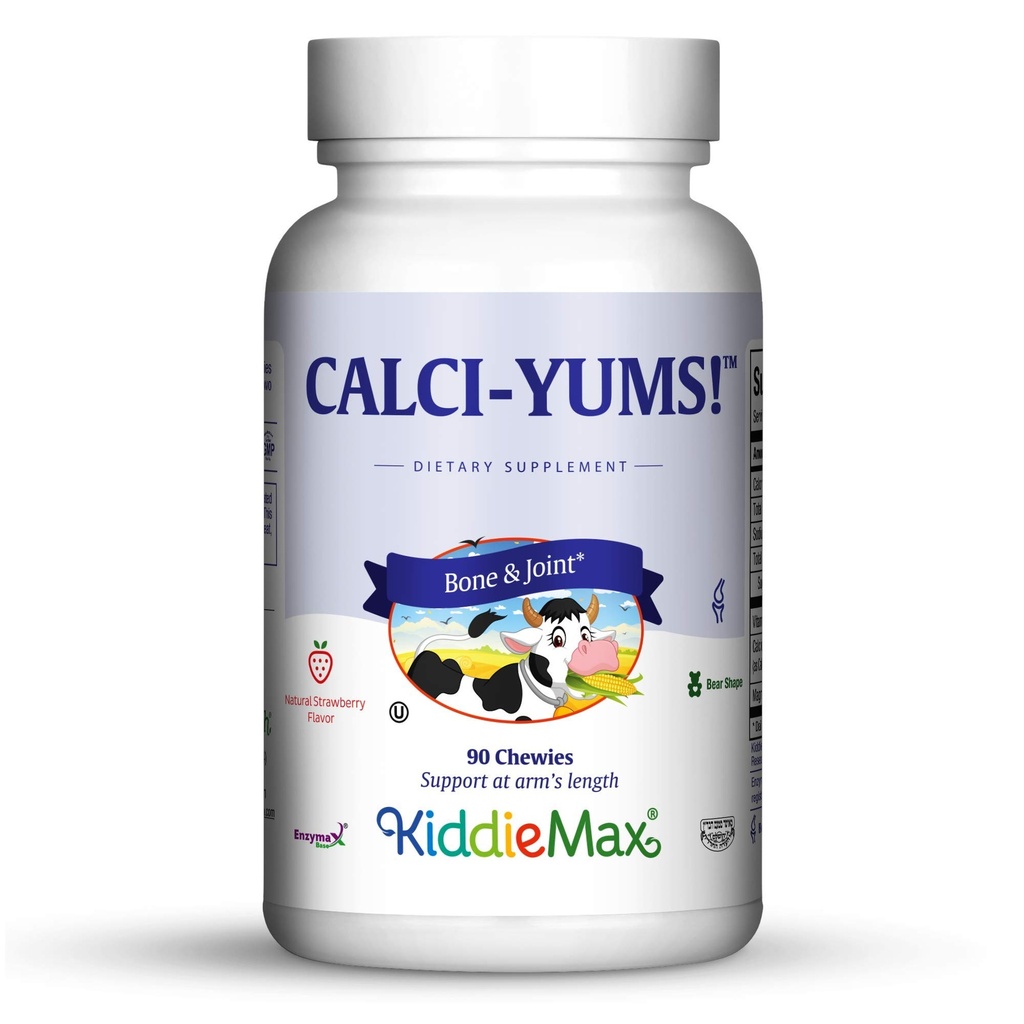 Maxi Health KiddieMax Calcium - CalciYum! - Maitsestatud - Loomade kujundatud Chewies - Kosher (90 krahv)